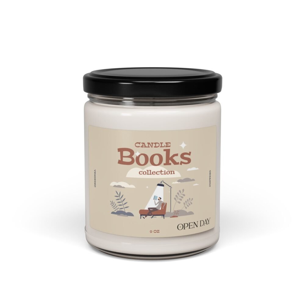 Books-Themed Scented Soy Candle, Cozy Gift for Book Lovers, Relaxing Aromatherapy Candle, Home Fragrance for Readers