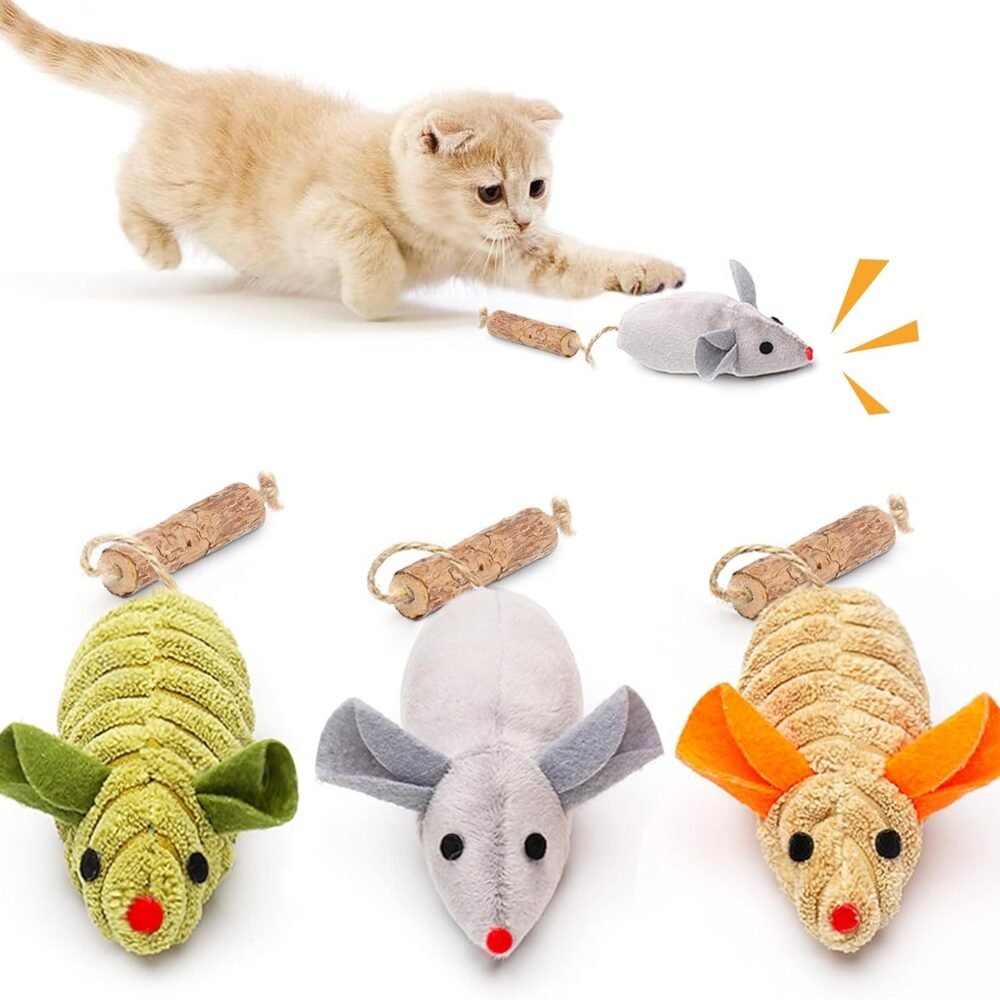 Potaroma Cat Toys Squeak Mice Interactive Catnip Silvervine Animals Toys For Indoor Kittens Cat Nip Chirping Toy Cat Chew Exercise Toy For All Breeds And Species
